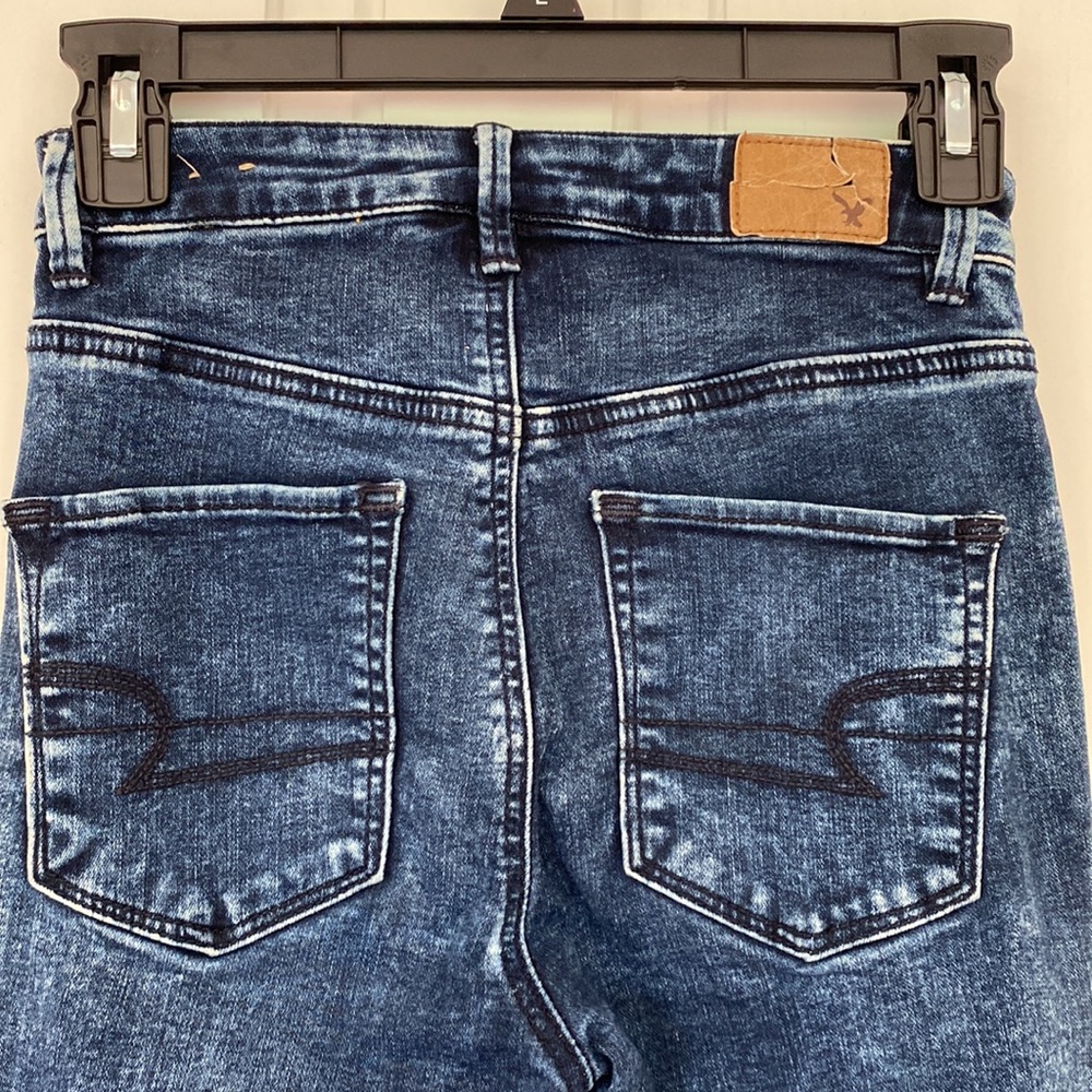 American Eagle Super Stretch Sky High - High Rise Dark Wash Denim Jeggings Jeans - Picture 8 of 12